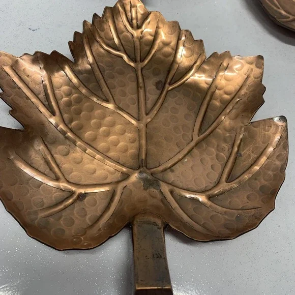 White Barn Copper Trinket Dish Maple Leaf Holder Lot of‎ 3  Candles Made India - Picture 4 of 8